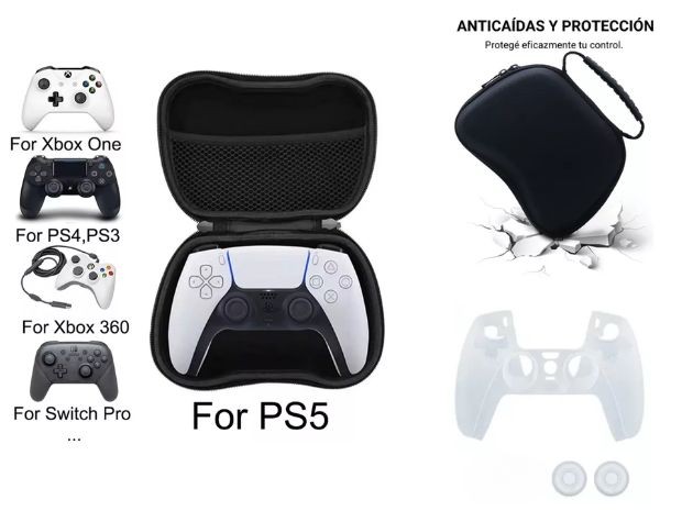 &u+ ESTUCHE RIGIDO JOYSTICK PS5 + FUNDA + GRIP